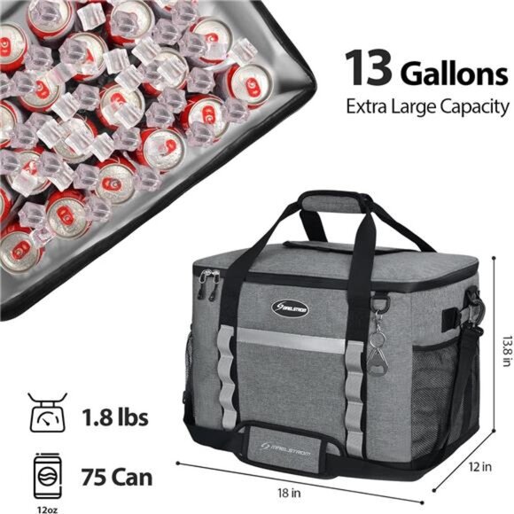 Soft Cooler Bag,Collapsible Soft Sided Cooler,24/30/60/75 Cans Beach - Picture 5 of 14